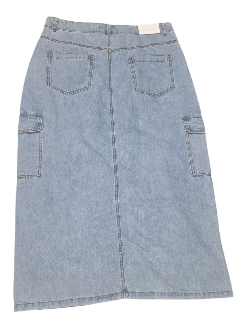 Esqualo Jeans Light Wash Long Blue Cargo Denim Skirt Size 12 - Picture 4 of 4